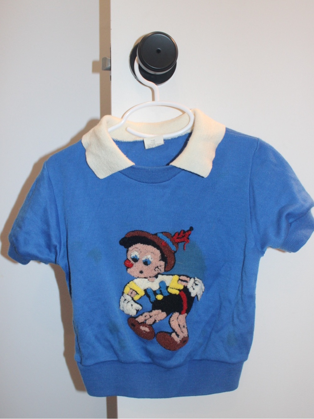 Vintage 1970s Sears Pinocchio Kids collared Sweatshirt Size 4 Disney Distressed
